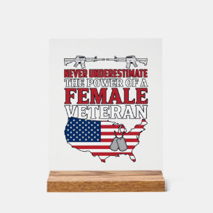 Weibliche Veteranenmacht Patriotisches Vintage-Shi Acrylschild