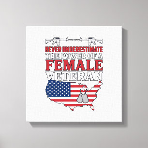 Weibliche Veteranenmacht Patriotisches Vintage-Shi Leinwanddruck