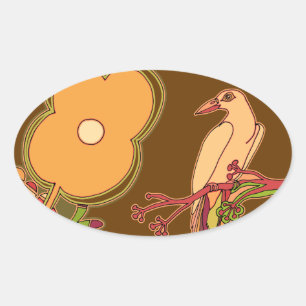 Weibliche Vögel Ovaler Aufkleber