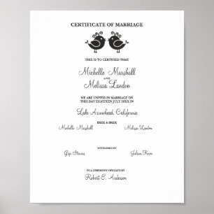 Weibliche Vögel Paare in Schwarz Poster