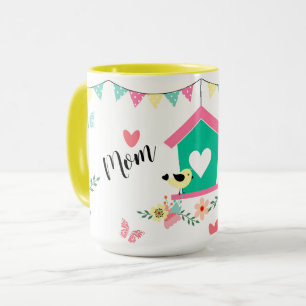 Weibliche Vögel und Birdhouse Tasse