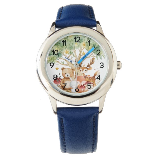 Weibliche Waldtiere Kinder Armbanduhr (Vorderseite)