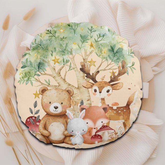 Weibliche Waldtiere Rundes Kissen (Von Creator hochgeladen)