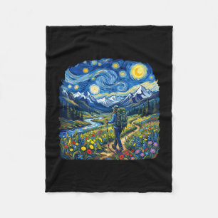 Weibliche Wanderin Sternennacht Kunstparodie Fraue Fleecedecke