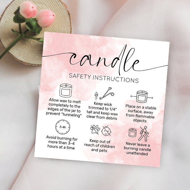 Weibliche Watercolor Candle Care Instruktionen Quadratische Visitenkarte (Von Creator hochgeladen)