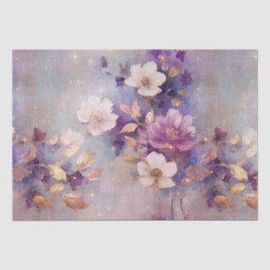 Weibliche, weiße, violette Blumen Seidenpapier