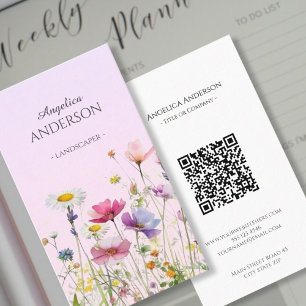 Weibliche Wildblume QR Vertikale Visitenkarte