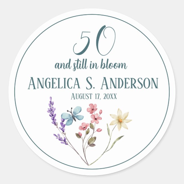 Weibliche Wildblumen Butterfly Runder Aufkleber (Vorderseite)