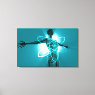 Weibliche Zahl mit einer Überlagerung eines Leinwanddruck