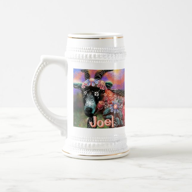 Weibliche Ziegenfarm Personalisiert Bierglas (Links)