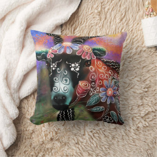 Weibliche Ziegenfarm Tier Blumenpfirsich Kissen