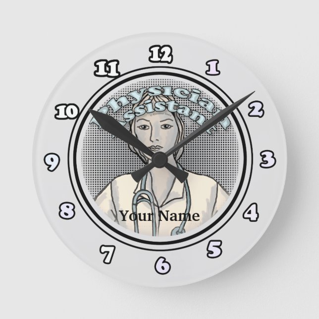 Weiblicher ärztlicher Assistent Runde Wanduhr (Vorderseite)