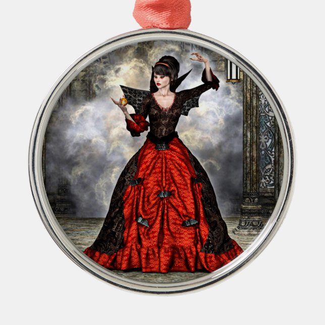 Weiblicher Assistent Silbernes Ornament (Vorne)