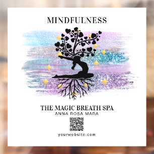 ** Weiblicher Baum Yoga Meditation Reiki Fensteraufkleber