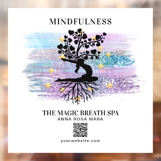 ** Weiblicher Baum Yoga Meditation Reiki Fensteraufkleber (Blatt 2)