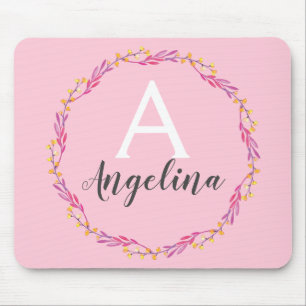 Weiblicher, blasser, rosafarbener Blumenkranz Mono Mousepad