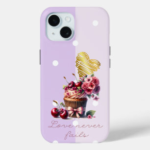 Weiblicher christlicher Punkt Kirsche Blumen Cupca Case-Mate iPhone Hülle