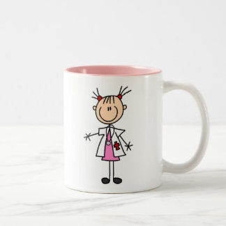 Weiblicher Doktor Strichmännchen Zweifarbige Tasse