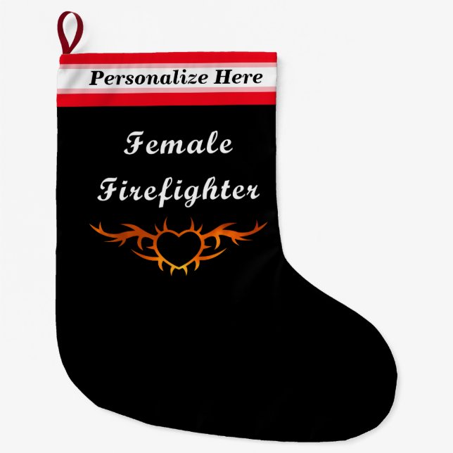Weiblicher Feuerwehrmann Großer Weihnachtsstrumpf (Vorderseite)