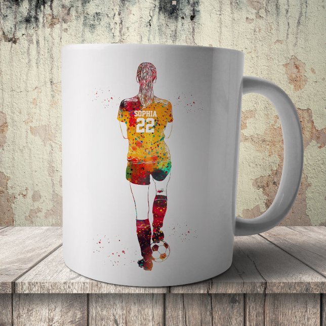 weiblicher Fußballspieler  Kaffeetasse (Von Creator hochgeladen)