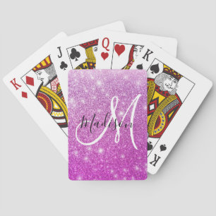Weiblicher & Glamouröser Lila Glitter Funkeln Mono Spielkarten