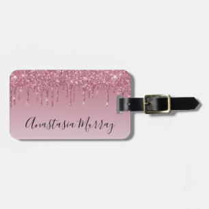 Weiblicher & Glamouröser Lila Rosen Gold Glitter T Gepäckanhänger
