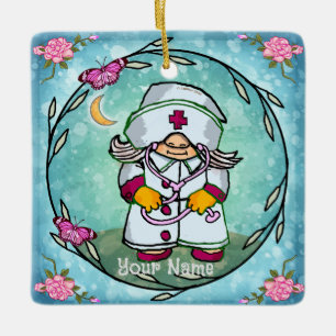 Weiblicher Gnom Krankenpflegerin Keramikornament