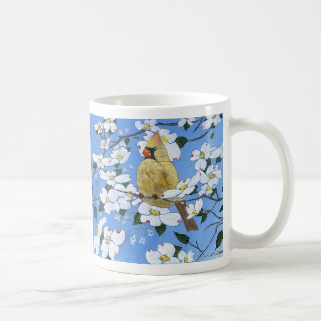 Weiblicher Kardinal in den Hartriegeln Kaffeetasse (Rechts)