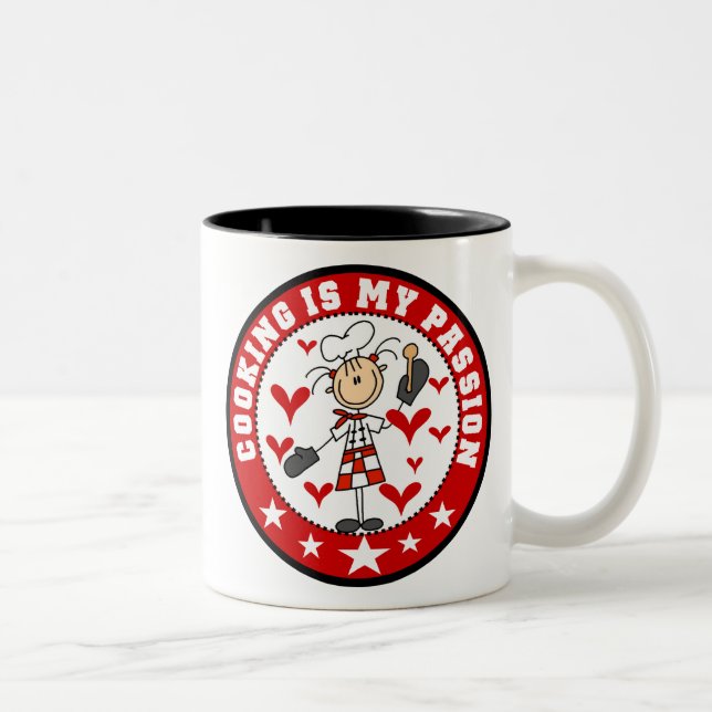 Weiblicher Koch, der Leidenschafts-Tasse kocht Zweifarbige Tasse (Rechts)