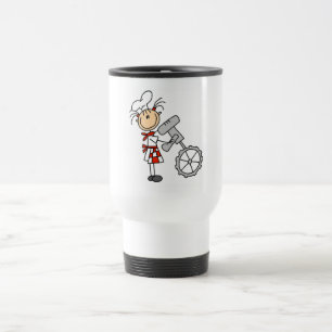 Weiblicher Koch mit Mixer T-Shirts und Geschenke Reisebecher
