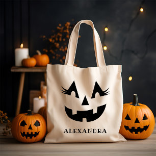 Weiblicher Kürbisname Halloween-Süßigkeit Tragetasche