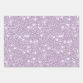 Weiblicher Lavendel Glitzer Funkelnder Geburtstag Geschenkpapier Set