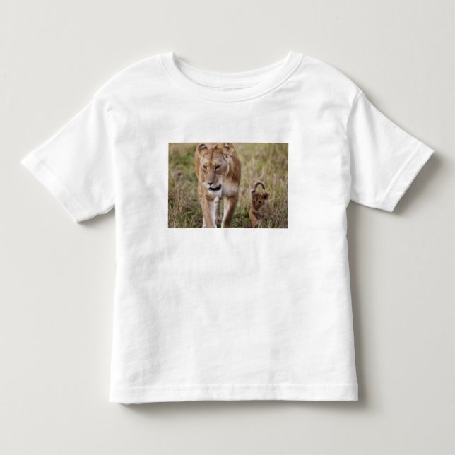 Weiblicher Löwe mit Kübel Kleinkind T-shirt (Vorderseite)