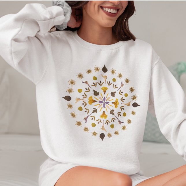 Weiblicher Mandela-Pressed-Flower Aus Originalkuns Sweatshirt (Von Creator hochgeladen)