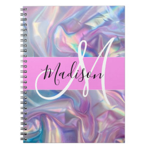 Weiblicher Pinker Holografischer Irisierender Mono Notizblock