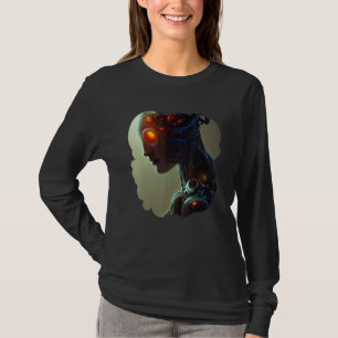 Weiblicher Roboter Sci-Fi-Cyborg Einzigartig Futur T-Shirt