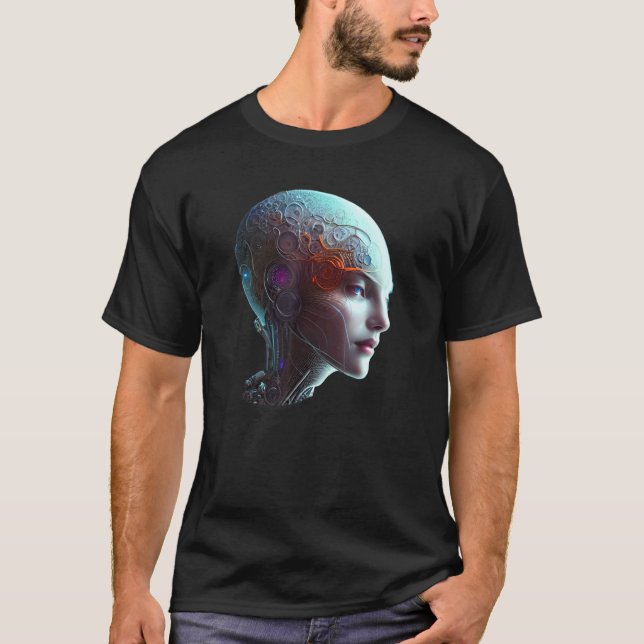 Weiblicher Roboter Sci-Fi Cyborg Einzigartige Zuku T-Shirt (Vorderseite)
