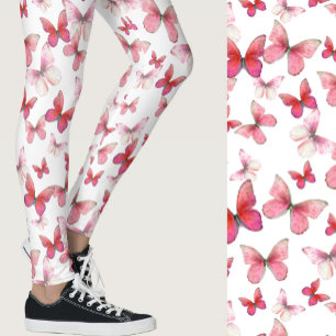 Weiblicher roter Schmetterling whimsical gemustert Leggings