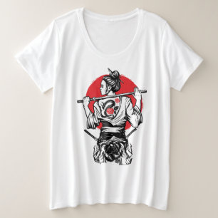 Weiblicher Samurai-Krieger – Dragon Rose Tattoo Ja Große Größe T-Shirt