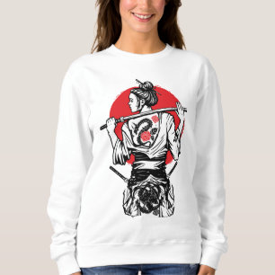 Weiblicher Samurai-Krieger – Dragon Rose Tattoo Ja Sweatshirt