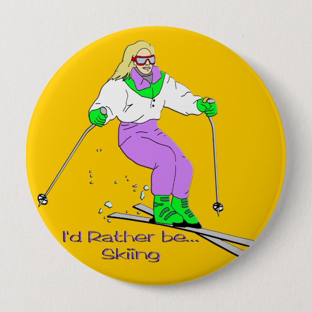 Weiblicher Skifahrer Button (Vorderseite)