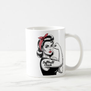 Weiblicher Softll-Trainer Rosie Riveter Team Build Kaffeetasse