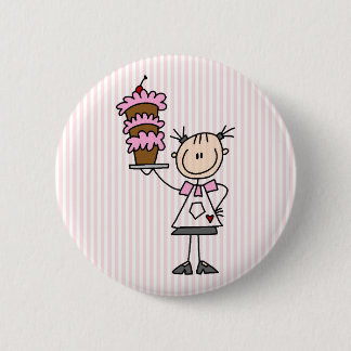 Weiblicher Strichmännchen-Bäcker Button