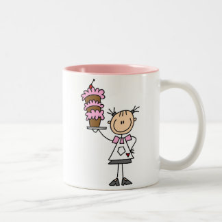 Weiblicher Strichmännchen-Bäcker Zweifarbige Tasse