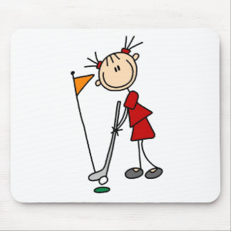 Weiblicher Strichmännchen-Golfspieler Mousepad