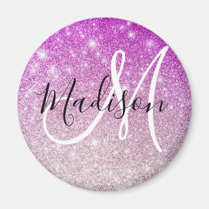 Weiblicher und Glamouröser Lila Glitter Funkeln Mo Magnet