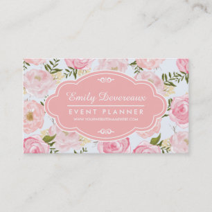 Weiblicher Vintage-Blumenstrauß Rosa Rosen Pfingst Visitenkarte