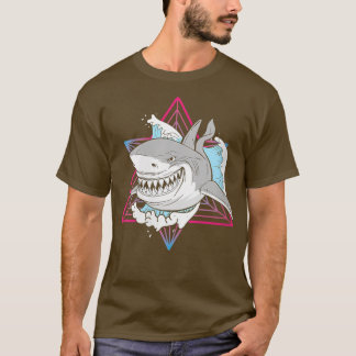 Weiblicher Weißer Hai im SeaSeaLife Retro White T-Shirt