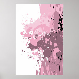 Weibliches abstraktes rosa und weißes Splatter Poster