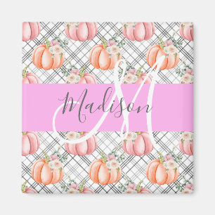 Weibliches Blumenmuster Grau Pink Pfirsich Kürbis Magnet